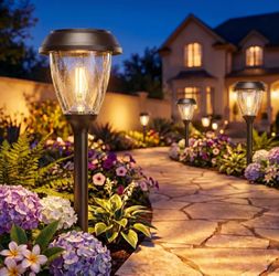 Glass Solar Pathway Lights Outdoor 6 Pack