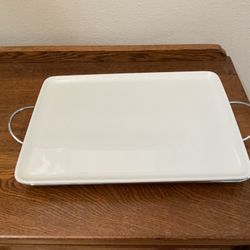 White  ceramic tray with rack - 10”x14”