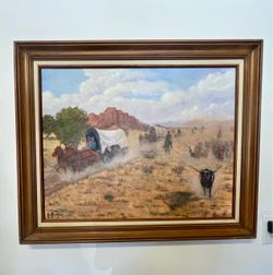 Old Cowboy Oil On Canvas Painting