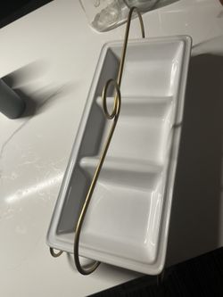 Three Section Fruit Or Nuts Plate With Stand