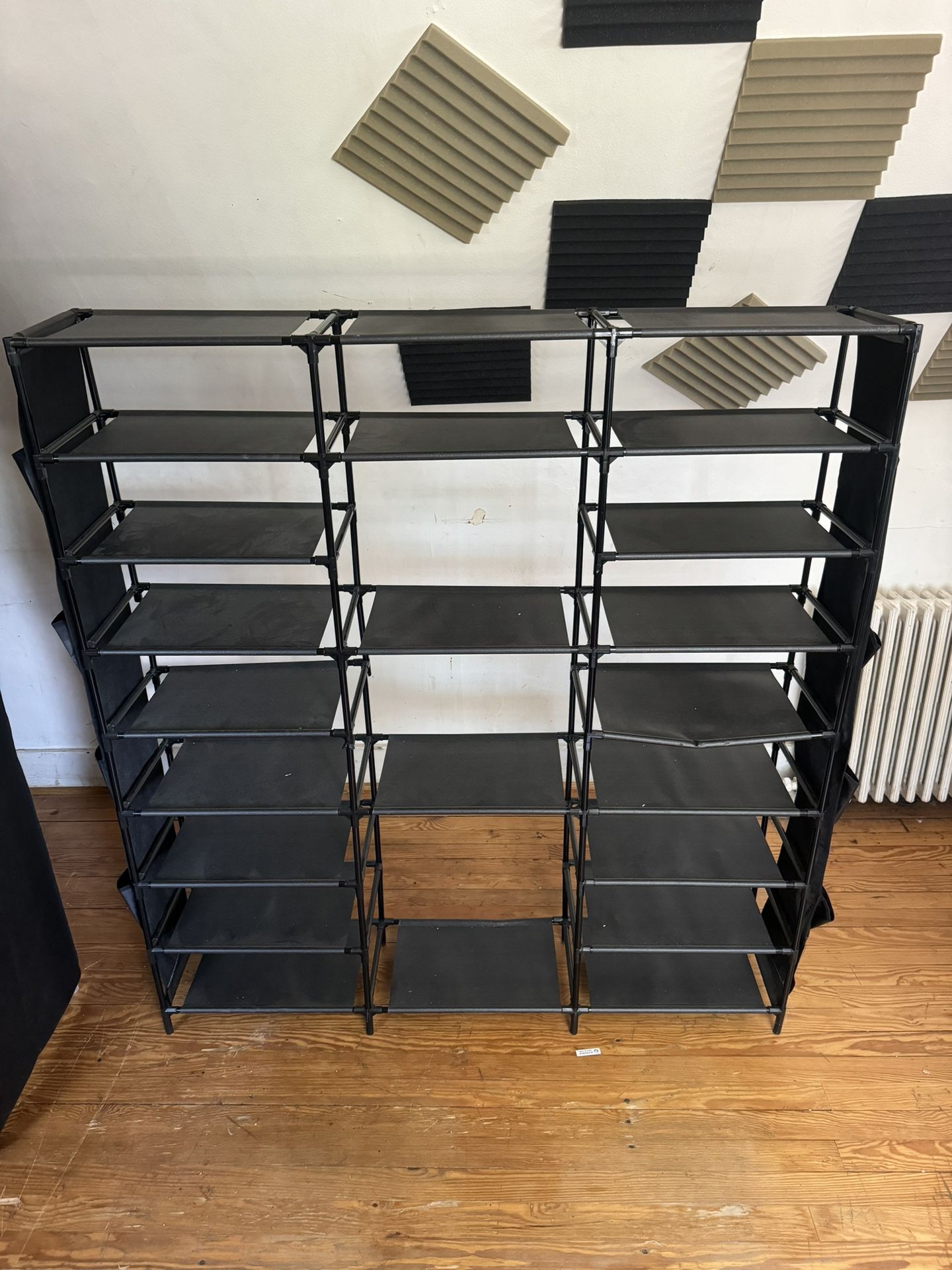 9 Tier Large Shoe Rack Stackable, Space Saving Shoe Storage Organizer 36-48 Pairs Vertical Non-Woven Tall Shoe Shelf Sturdy High Boots Rack with Side