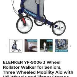 Rollator 3 Wheeler Walker New Color Red