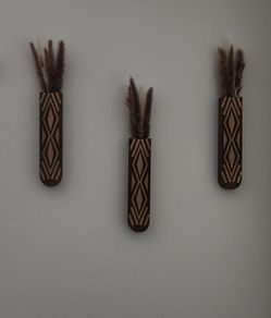 Three Wooden Wall Planters