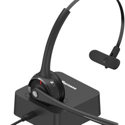 Bluetooth Headset, V5.0 Trucker Wireless Headset with Noise Cancelling Microphone & Charging Base for iPhone Samsung Cell Phone