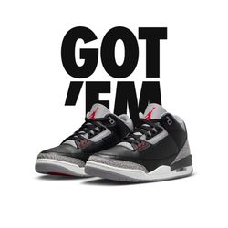 Air Jordan 3 Black Cement 2024 Size 10