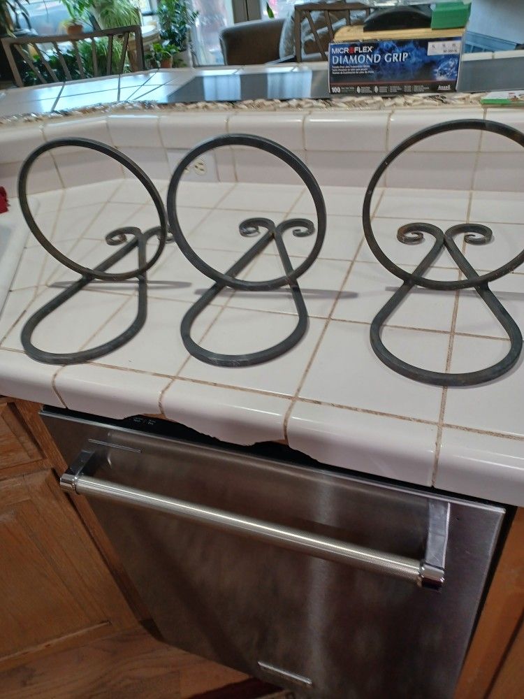 Set Of 3 Wrought Iron Hanging Plant Holders