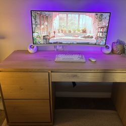 West Elm Norre 55’ White Oak Desk