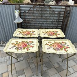 MCM Floral TV trays No/stand Set Of 4