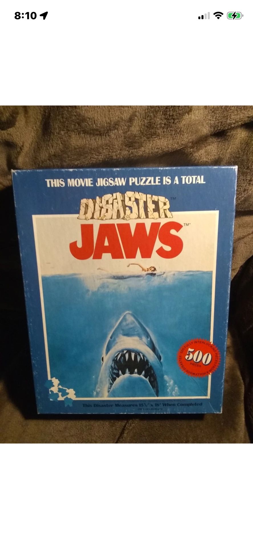 Rare Original 1975 Disaster Jaws 500 Piece Puzzle By The Paper Pros. Complete VG