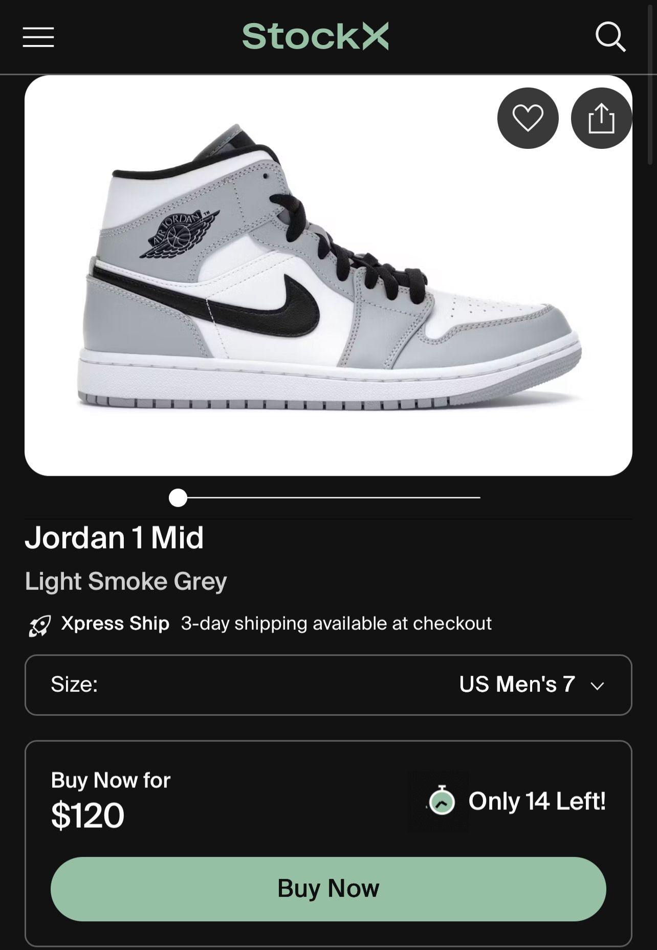 Jordan 1 Mid Light Smoke Grey