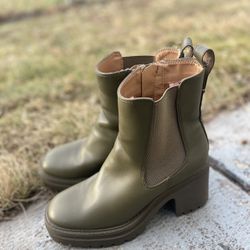 Sam & Libby Chunky Moss Green Zip-up Boots (6)