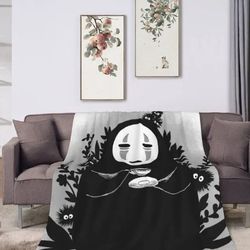Spirit Anime Away No Face Man Flannel Throw Blanket 