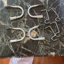 Curtain Holder And Rod Hooks - Flat Chrome