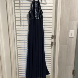 Beautiful mother of the bride dress navy blue with navy blue sequence on the top