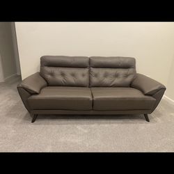 Leather Gray Loveseat & Oversized Chair