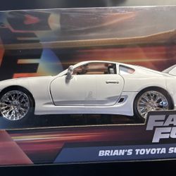 1995 Fast And Furious Brian's Toyota Supra, JADA Diecast Toy Car, 8", 1:24 White