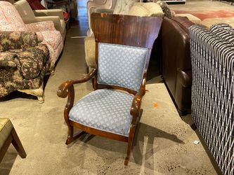 Antique Blue Upholstered Rocking Chair