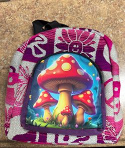 Hand made mushroom mini backpack
