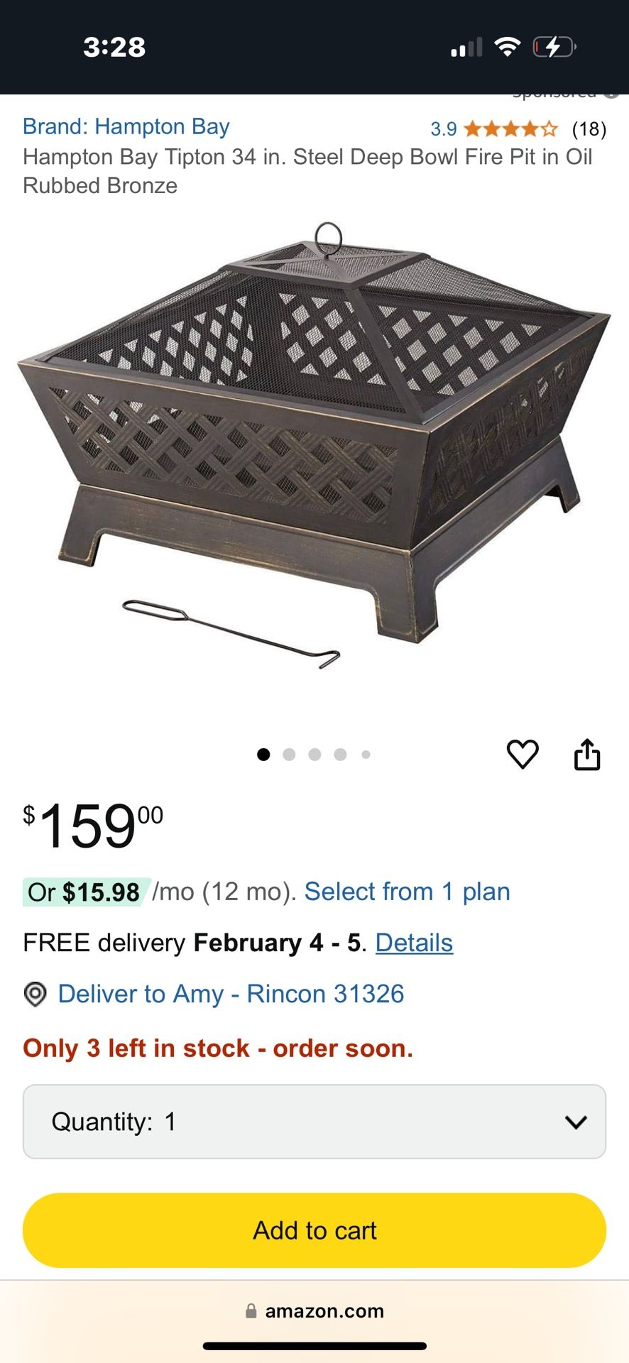 Hampton Bay Tipton Outdoor Fire Pit