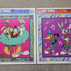 2) Vintage Looney Tunes Puzzles On Card