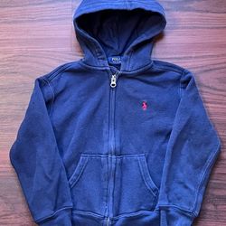 POLO Ralph Lauren Full Zip Hoodie Kids Navy Blue Red Logo Long Sleeve