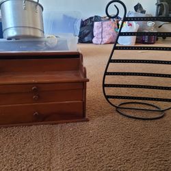 Free Small Wood  Jewelry Box And Earring Holder