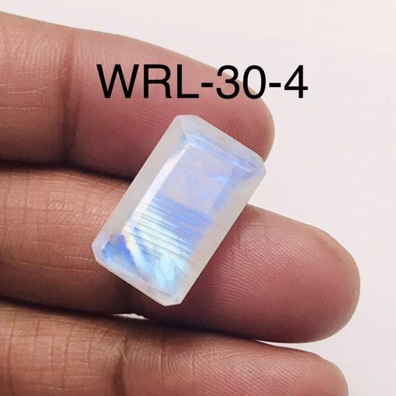 White Rainbow Moonstone Facetted Cut Stone Rectangle Shape Gemstone-WRL-30-4