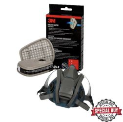 New 3M Rugged Comfort Quick Latch Half Facepiece and Vapor Cartridges. Combo Deal!
