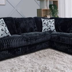 New Mondo Black Corduroy Sectional! 