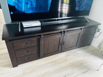 Dark Wood TV Stand with Barn Doors
