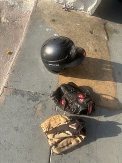 Baseball Helmet and Two Gloves Set
