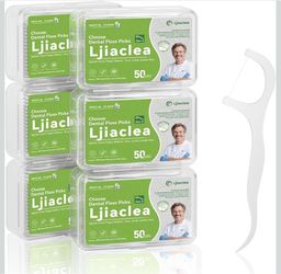 6 travel boxes -Green Dental Floss Picks - 50 Count per travel case