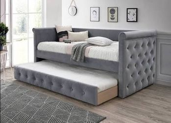 Twin/twin size Grey Daybed With Ortho Mattress