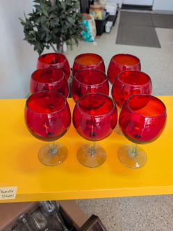 Nine Red wine goblets