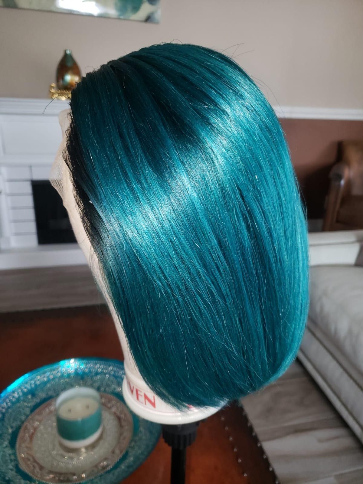 Emerald green lace wig 10 inch