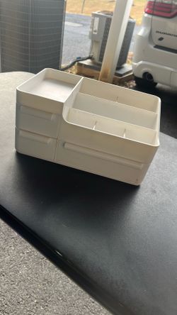White plastic make up or desk organizer