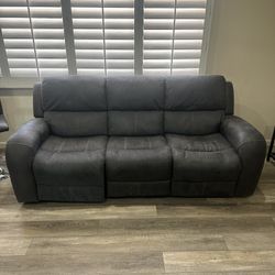 Blue / Gray Full Size Reclining Couch (Living Spaces)