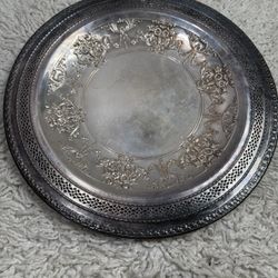 International Silver Company Floral Round Perforated platter #4266