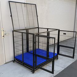 $230 (Brand New) X-Large 49” heavy duty folding dog cage 49x38x43” double-door kennel w/ divider 