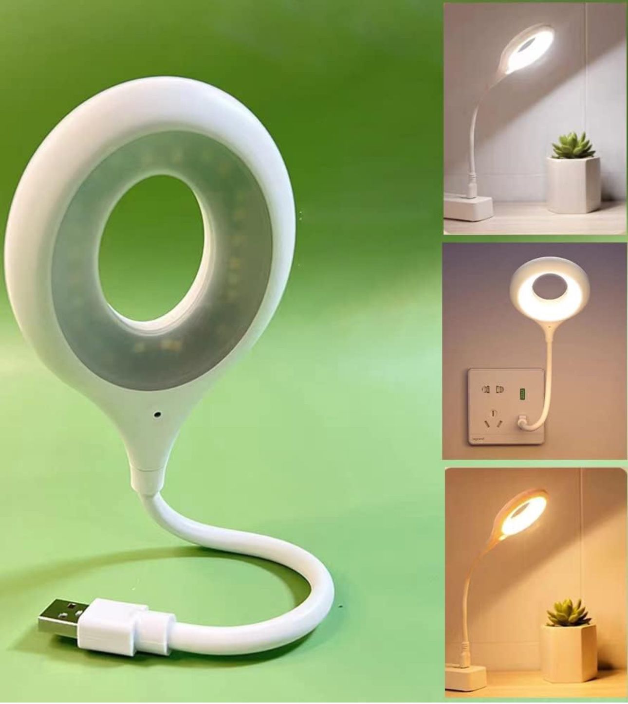 ZAMPAM USB Voice Control Night Light, Smart LED Reading Lamp with Flexible Goose Neck