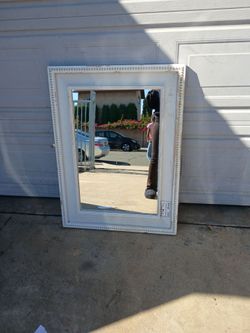 White Distressed Framed Wall Mirror