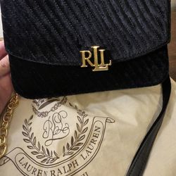 Ralph Lauren LAUREN Suede Black Lux Crossbody 