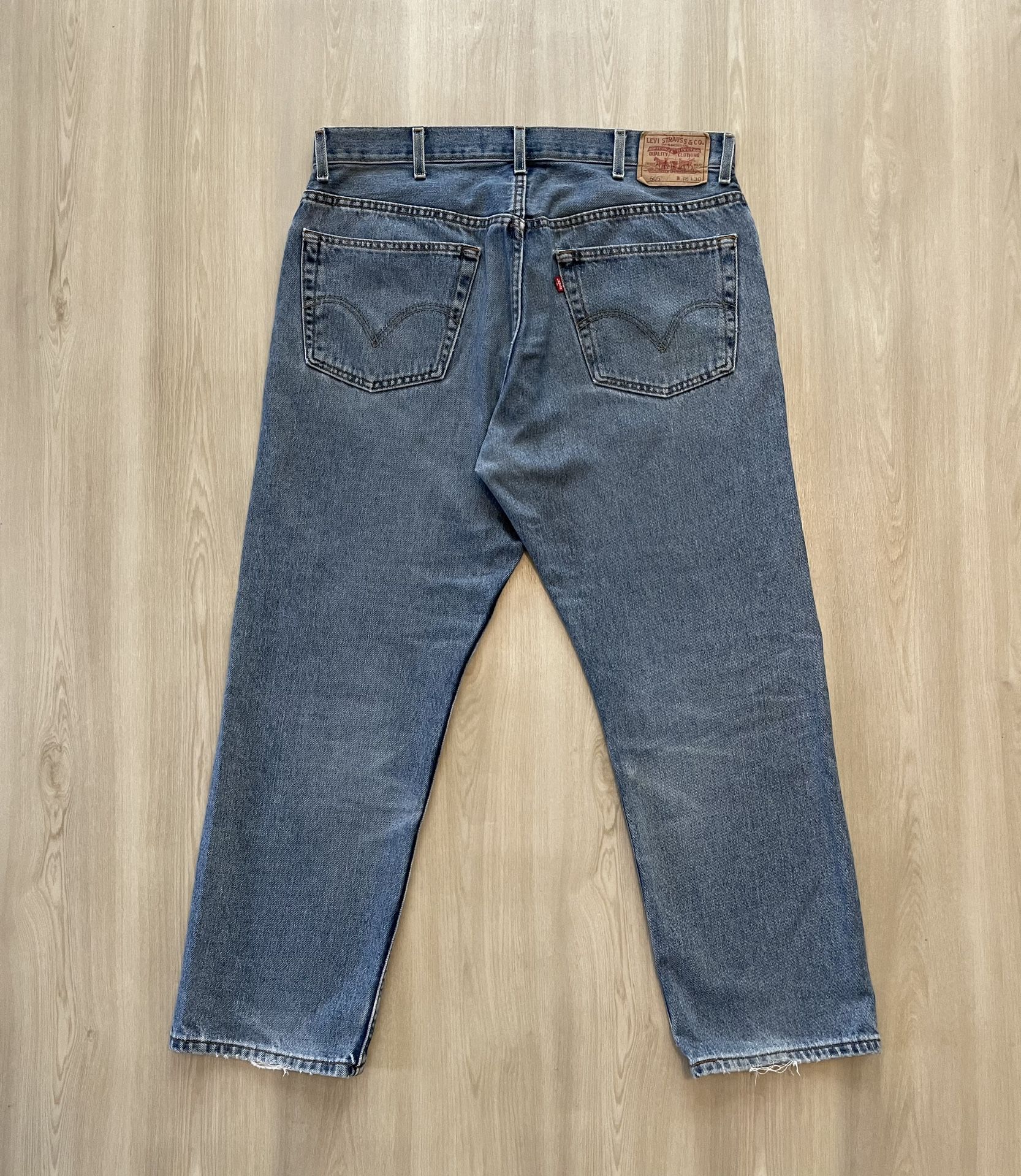 Vintage Levis 505 Blue Jeans Regular Fit Straight Y2K 100% Cotton Sz 38x30