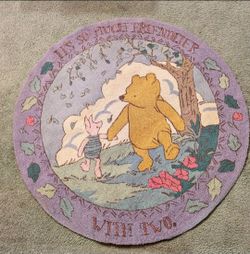 Vintage Winnie the Pooh 36-in hooked rug.
