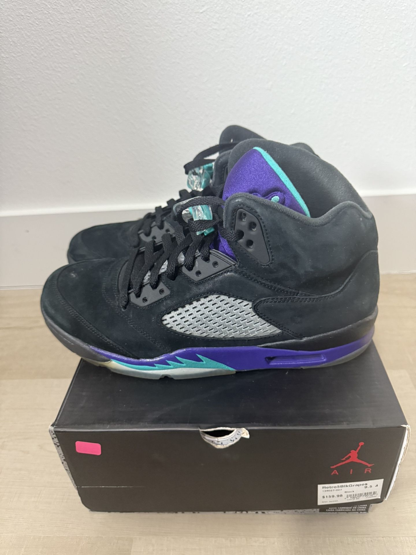 Nike Air Jordan 5 Retro Black Grape 2013 Sz 9.5