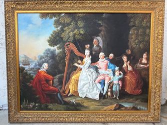Framed Painting of An Elegant Party in the Countryside
