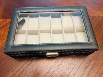 Black 12-Slot Watch Display Box with Glass Top