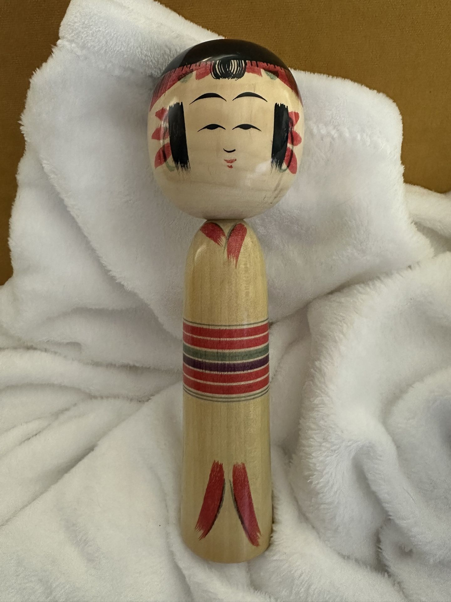 Vintage Japanese Traditional Kokeshi Wooden Doll Figurine Signed 9.5 Inches Tall
