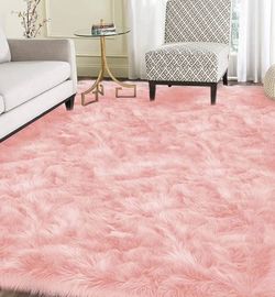 Pink Furry 5 X 8 Rug