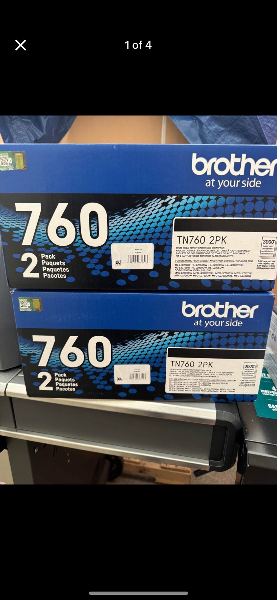 Brother Genuine High-Yield Black Printer Toner Cartridge Twin Pack TN7602PK
